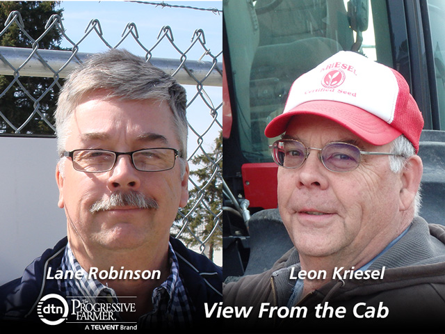 2015 DTN View From the Cab participants Lane Robinson and Leon Kriesel. (DTN photo illustration by Nick Scalise)